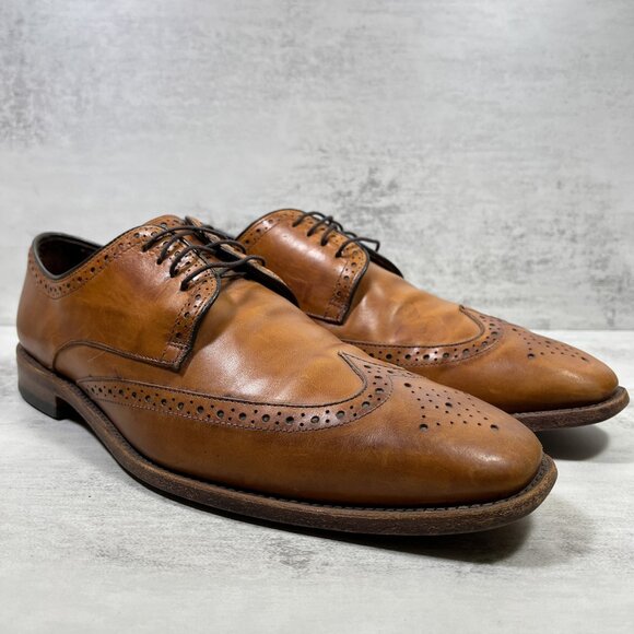 Allen Edmonds Bel Air Leather Wingtip Derby Shoes - Men's Size 11 B - Walnut Tan - Picture 3 of 9